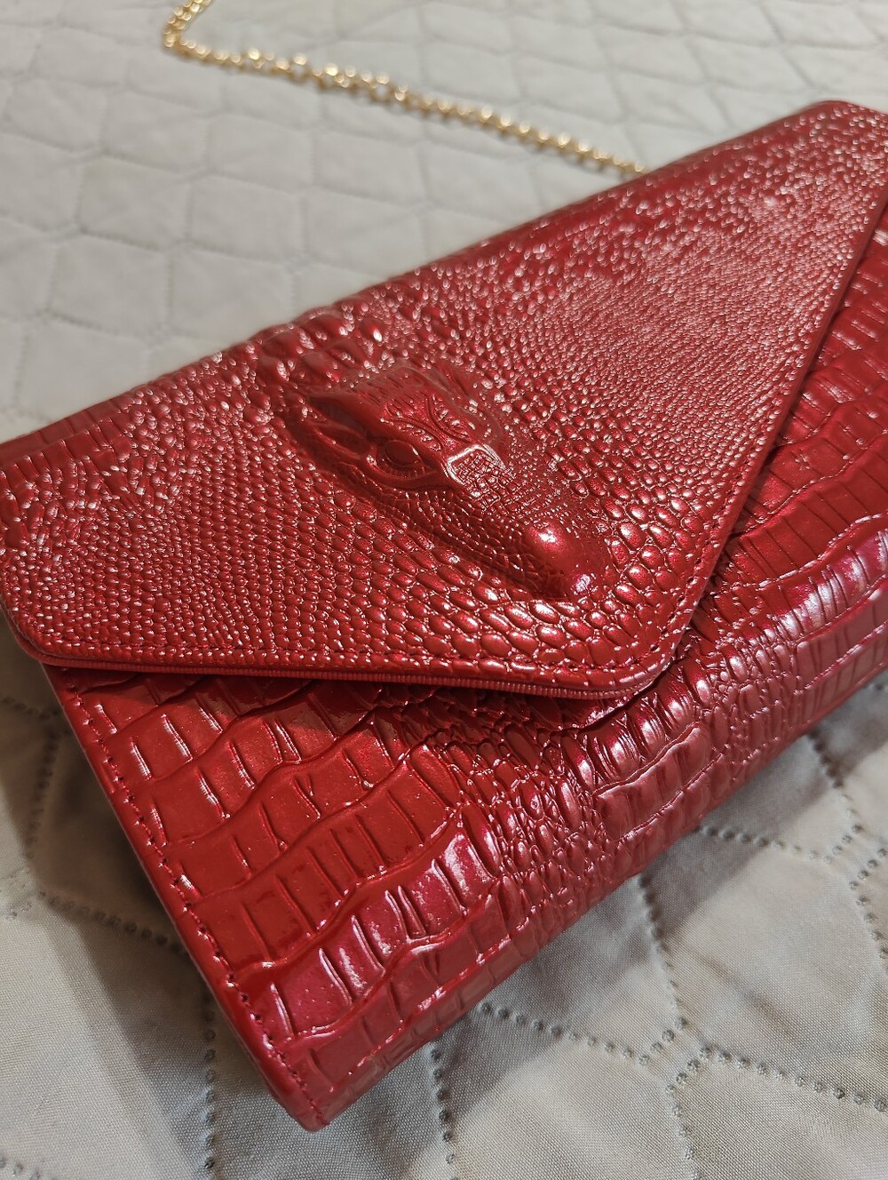 Red 3D Crocodile Clutch Novelty Bag NWT - Picture 8 of 9